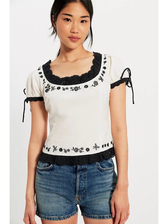 Free People Tops - FREE PEOPLE Spencer Embroidered Blouse